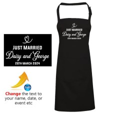 Romantic Just Married Custom His Her Name Wedding Date Unisex Cooking Apron For Couple